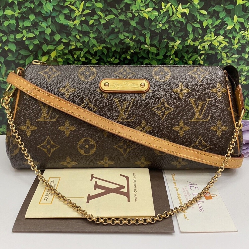 β€οΈβπ©ΉSOLDβ€οΈβπ©Ή Louis Vuitton Eva Monogram Chain Clutch Purse Crossbody (AA3102) - Picture 1 of 16